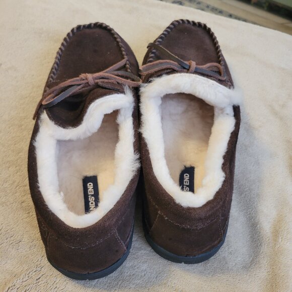 Lands' End Suede and Lamb's Wool Moccasins - Picture 3 of 7